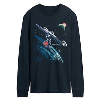 Men's Star Trek U.S.S. Enterprise Space Scene Long Sleeve Graphic T-Shirt