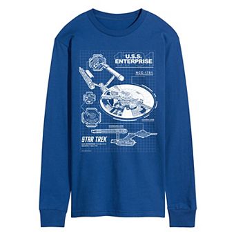 Men's Star Trek U.S.S. Enterprise NCC-1701 Diagram Long Sleeve Graphic T-Shirt