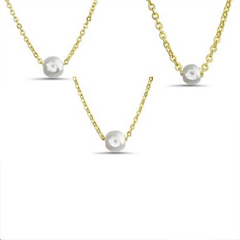 Paige Harper 14k Gold Flash Plated Three Layered Simulated Pearl Necklace Set