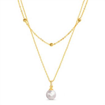 Paige Harper 14K Gold Flash Plated Simulated Pearl Layered Necklace