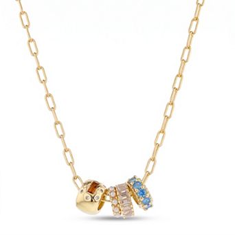 Paige Harper Brass 14k Gold Flash Plated Cubic Zirconia Prong Pendant Necklace