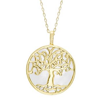 Paige Harper 14k Gold Flash Plated Mother-Of-Pearl Tree of Life Pendant Necklace