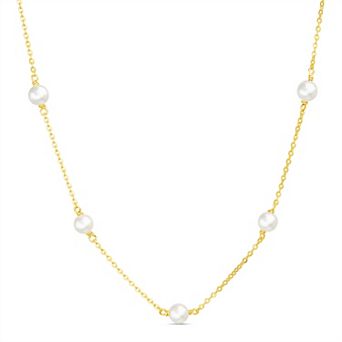 Paige Harper 14k Gold Flash Plated Stationed Simulated Pearl Necklace