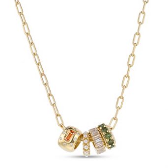 Paige Harper Brass 14k Gold Flash Plated Cubic Zirconia Prong Pendant Necklace