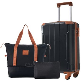 GDFStudio 3 pc Carry-On Set with Duffel, Toiletry Bag & Spinner Wheels