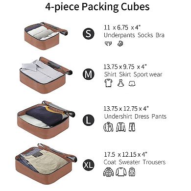 Christopher Knight Home 4-Piece Luggage Set with Packing Cubes & Expandable Sizes