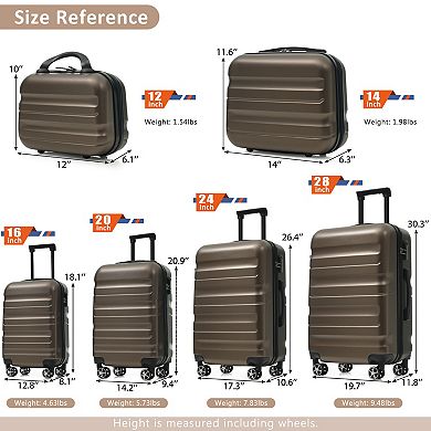 GDFStudio 6-Piece Hardshell Luggage Set with Spinner Wheels for Family Travel