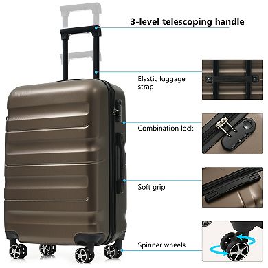 GDFStudio 6-Piece Hardshell Luggage Set with Spinner Wheels for Family Travel