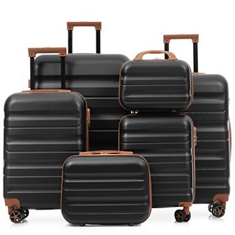 GDFStudio 6 pc Hardshell Luggage Set with Spinner Wheels for Family Travel