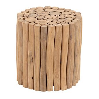 Stella & Eve Teak Wood End Table with Stick Cluster Design