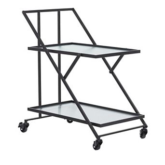 Stella & Eve Metal Rolling 2-Shelf Bar Cart with Wheels and Handle