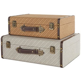 Stella & Eve Vintage Studded Decorative Storage Trunk with Bronze Latches Set of 2