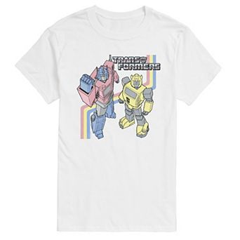 Men's Transformers Optimus Prime & Bumblebee Vintage Short Sleeve Graphic T-Shirt