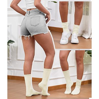 Cushioned Cotton Slouch Crew Socks Retro Stacked Casual Wear Comfort