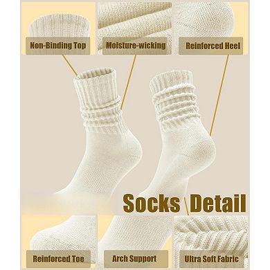 Cushioned Cotton Slouch Crew Socks Retro Stacked Casual Wear Comfort