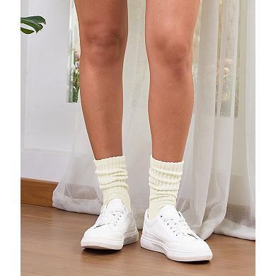 Cushioned Cotton Slouch Crew Socks Retro Stacked Casual Wear Comfort