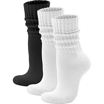 Cushioned Cotton Slouch Crew Socks Retro Stacked Casual Wear Comfort