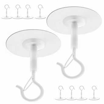 10 Pack Adhesive Ceiling Hooks Drill Free Safety Clasp for Plants Lights Decor Storage