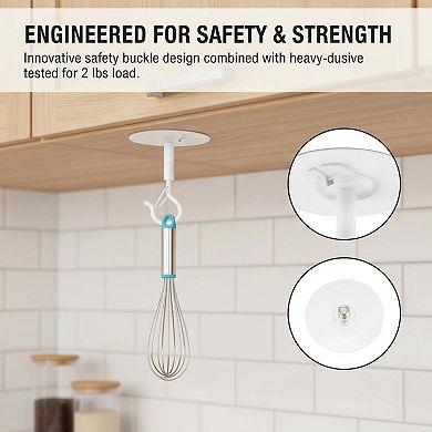 10 Pack Adhesive Ceiling Hooks Drill Free Safety Clasp for Plants Lights Decor Storage