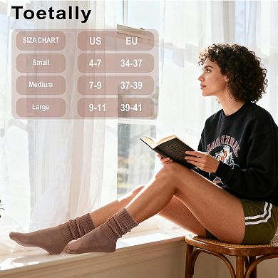 Cozy Retro Ribbed Slouch Crew Socks Cushioned Casual Athletic 3 Pairs