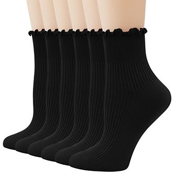 Cute Ruffle Ankle Socks Soft Breathable Casual Fashion Frilly 6 Pack