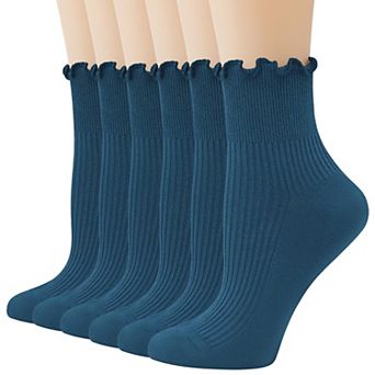 Cute Ruffle Ankle Socks Soft Breathable Casual Fashion Frilly 6 Pack