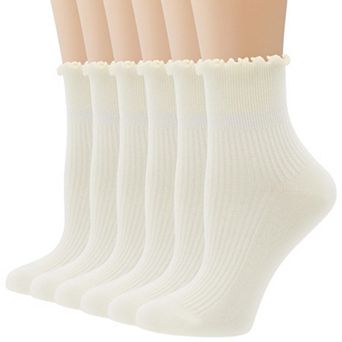Cute Ruffle Ankle Socks Soft Breathable Casual Fashion Frilly 6 Pack