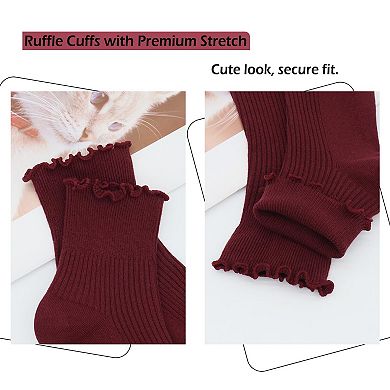 Cute Frilly Ankle Socks Soft Breathable Casual Fashion 6 Pairs