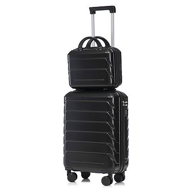 Pnronnc 2-Piece ABS Hardside Luggage Set with Spinner Wheels and Cosmetic Case