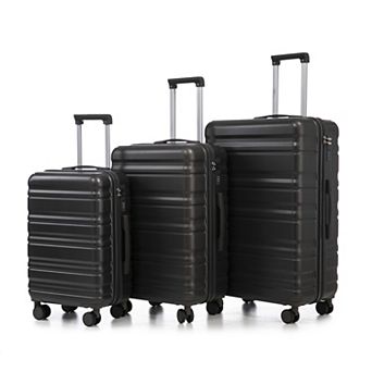 Pnronnc 3 pc ABS Hardside Luggage Set with Spinner Wheels and Combination Lock
