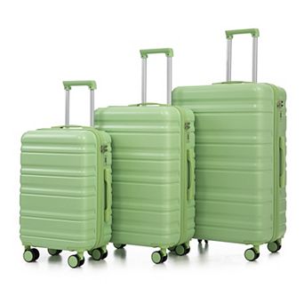 Pnronnc 3 pc ABS Hardside Luggage Set with Spinner Wheels and Combination Lock