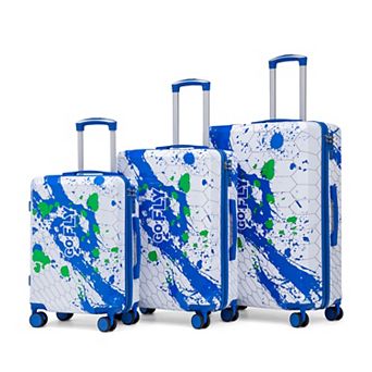 Pnronnc 3 pc PC Spinner Wheel Luggage Set with Printed Pattern