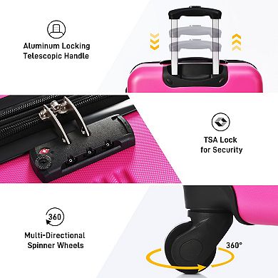 Pnronnc 4-Piece Hardshell Luggage Set with TSA Lock Travel Bag and Spinner Wheels