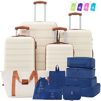 Pnronnc 4 pc Hardshell Luggage Set with TSA Lock Travel Bag and Spinner Wheels