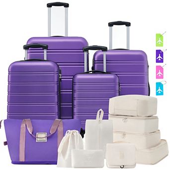 Pnronnc 4 pc Hardshell Luggage Set with TSA Lock Travel Bag and Spinner Wheels