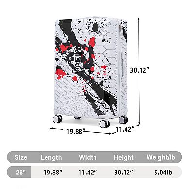 Pnronnc 28 Inch PC Spinner Wheel Luggage with Combination Lock and Printed Pattern