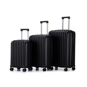 Pnronnc 3 pc ABS Spinner Wheel Luggage Set with USB Port, Cup Holder and Phone Holder