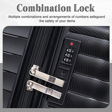 Pnronnc 4-Piece PP Spinner Wheel Luggage Set with Cosmetic Case and Combination Lock