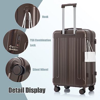 Pnronnc 3-Piece ABS Spinner Wheel Luggage Set with TSA Combination Lock and Telescopic Handle