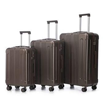 Pnronnc 3 pc ABS Spinner Wheel Luggage Set with TSA Combination Lock and Telescopic Handle