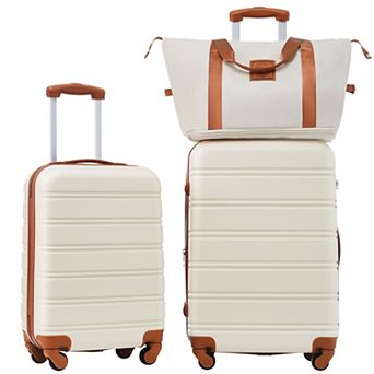 Pnronnc 2 pc ABS Hardshell Luggage Set with TSA Lock Spinner Wheels and Travel Bag