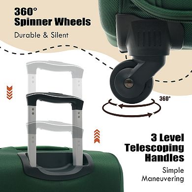 Pnronnc 3-Piece Expandable Softside Luggage Set with TSA Lock and Spinner Wheels