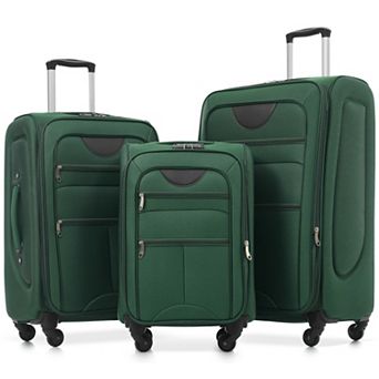 Pnronnc 3 pc Expandable Softside Luggage Set with TSA Lock and Spinner Wheels