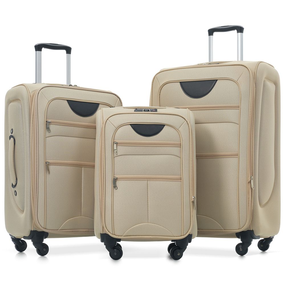 Pnronnc 3-Piece Expandable Softside Luggage Set with TSA Lock and
