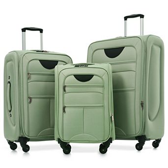 Pnronnc 3 pc Expandable Softside Luggage Set with TSA Lock and Spinner Wheels