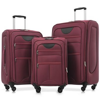 Pnronnc 3 pc Expandable Softside Luggage Set with TSA Lock and Spinner Wheels