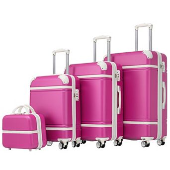 Pnronnc 4 pc ABS Hardshell Luggage Set with Cosmetic Case TSA Lock and Spinner Wheels