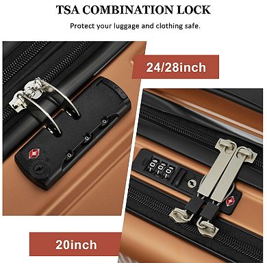 Pnronnc 5-Piece ABS Hardside Luggage Set with USB Port TSA Lock and Double Spinner Wheels