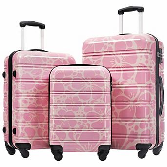 Pnronnc 3 pc PC Hardshell Luggage Set with TSA Lock Spinner Wheels and Telescopic Handle