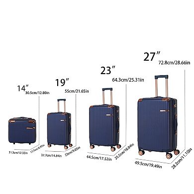 Pnronnc 4-Piece ABS Hardshell Luggage Set with Dual Spinner Wheels and Combination Lock